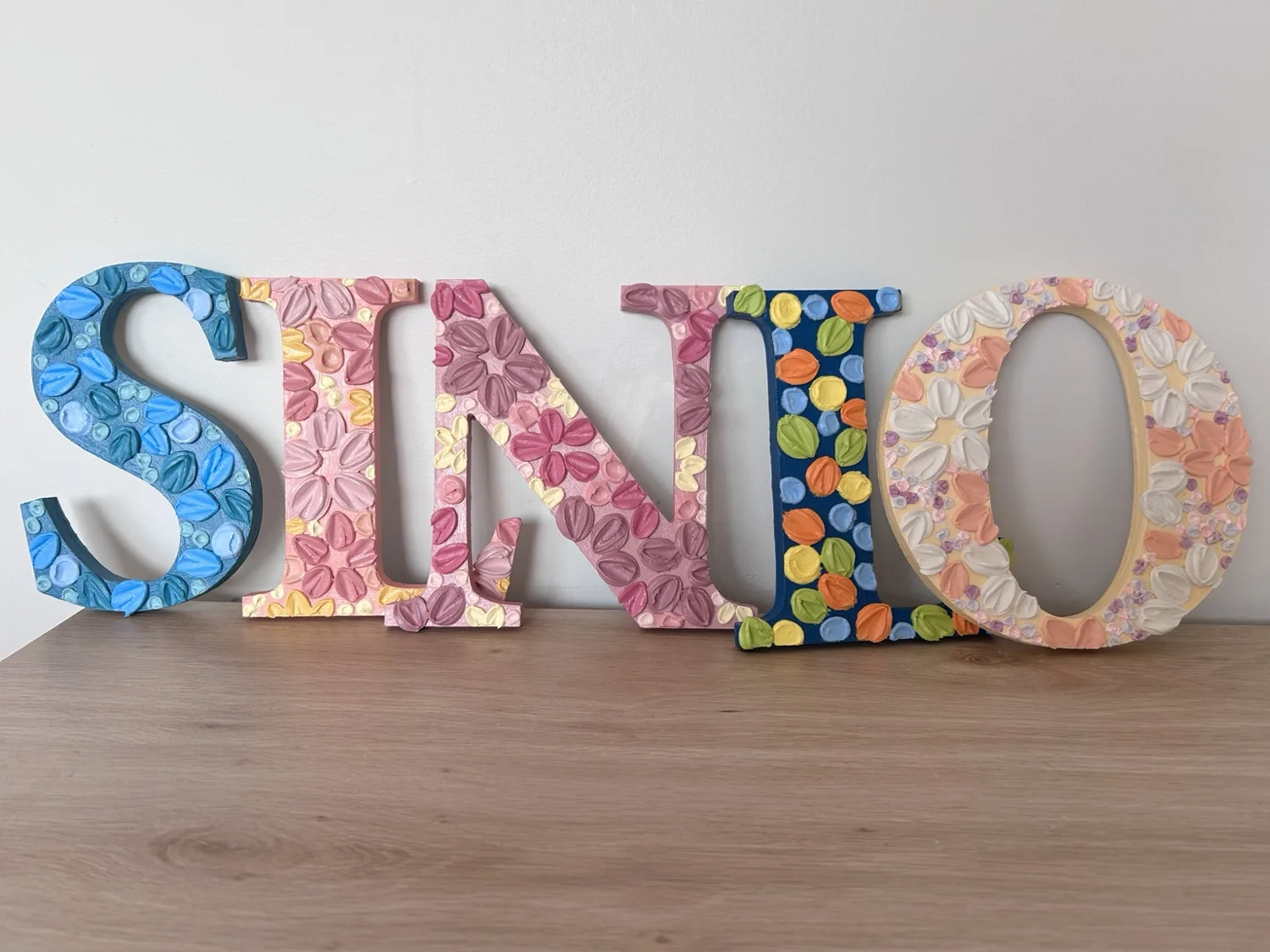 Custom painted floral letters
