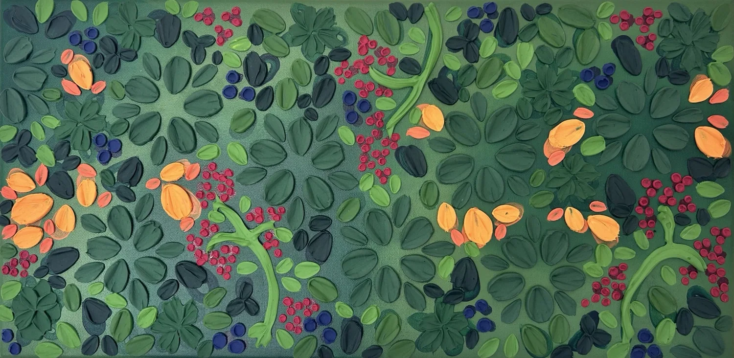 Green botanical textured painting