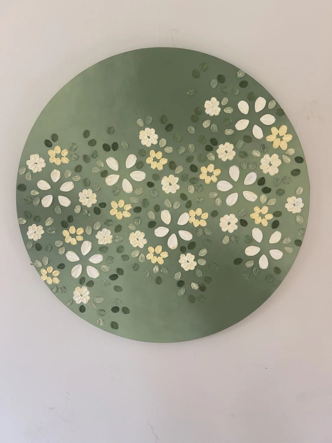 Soft sage textured floral painting